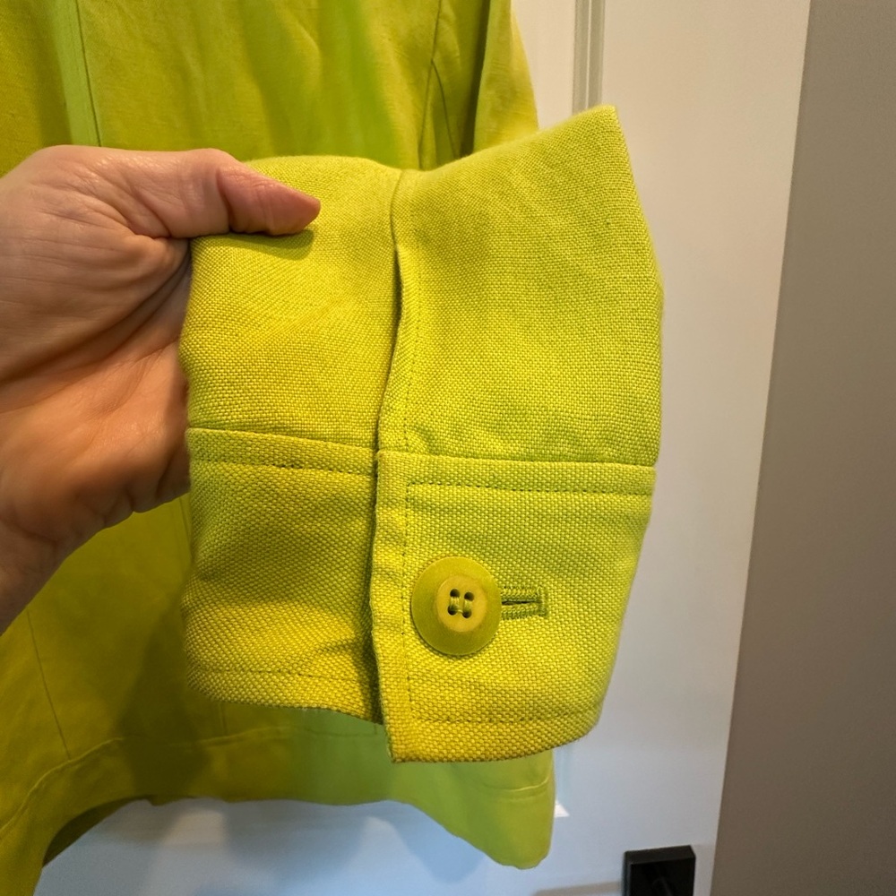 Dana Buchman Like New Neiman Marcus Linen Citron Yellow Green Women's Jacket VTG - Picture 8 of 13